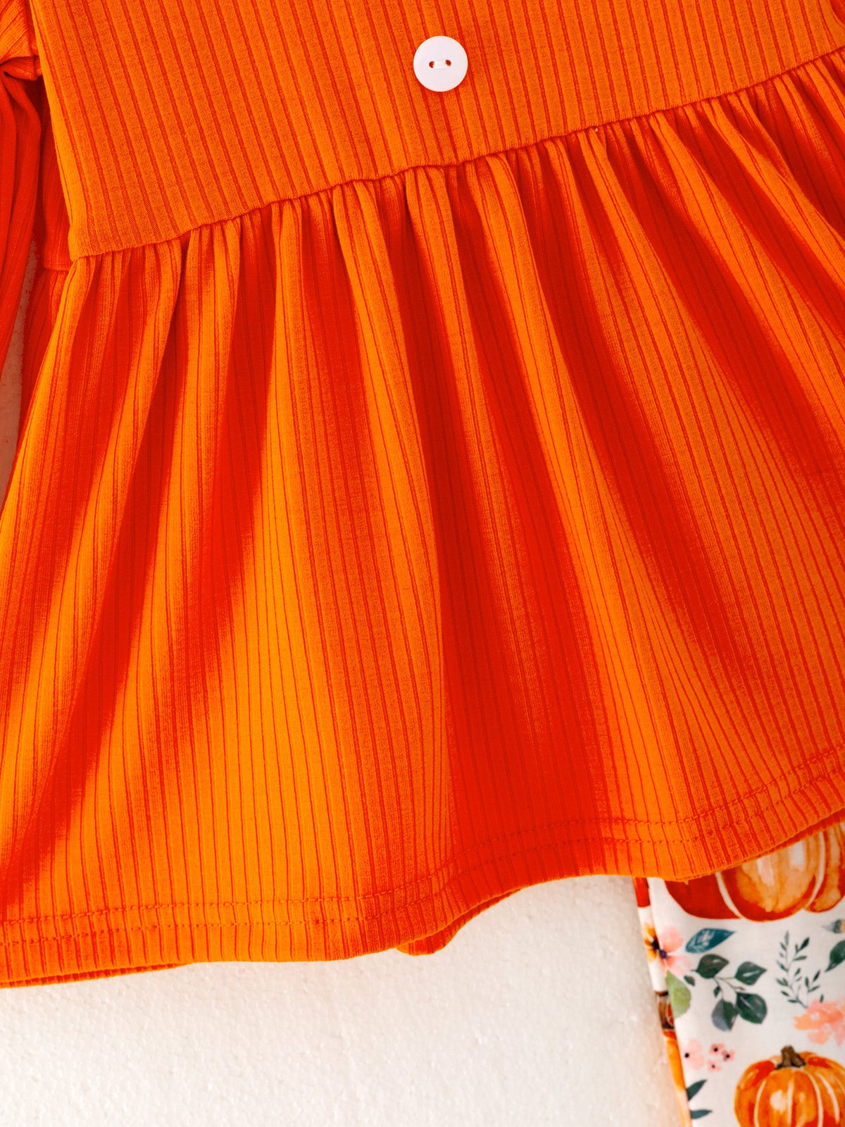 Three Little Tots Girls Fall Pumpkin Print Set, third additional photo