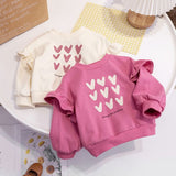 Cute And Casual Pullover Hooded Shirt For Children - Children's Heart-shaped Collar Sweatshirt
