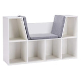 HOMCOM 6-Cubby Kids Bookcase with Reading Nook and Cushion, White
