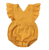 Three Little Tots Baby Cotton And Linen Summer Strap One Piece Suit, in Yellow