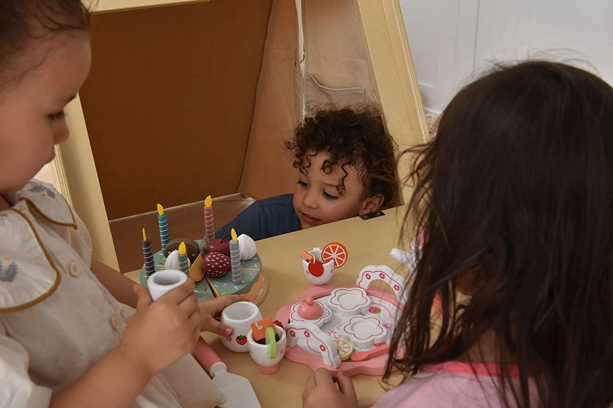 Three Little Tots Oak - Wood Learning Tent and Climber with Desk and Chair, supplementary photo