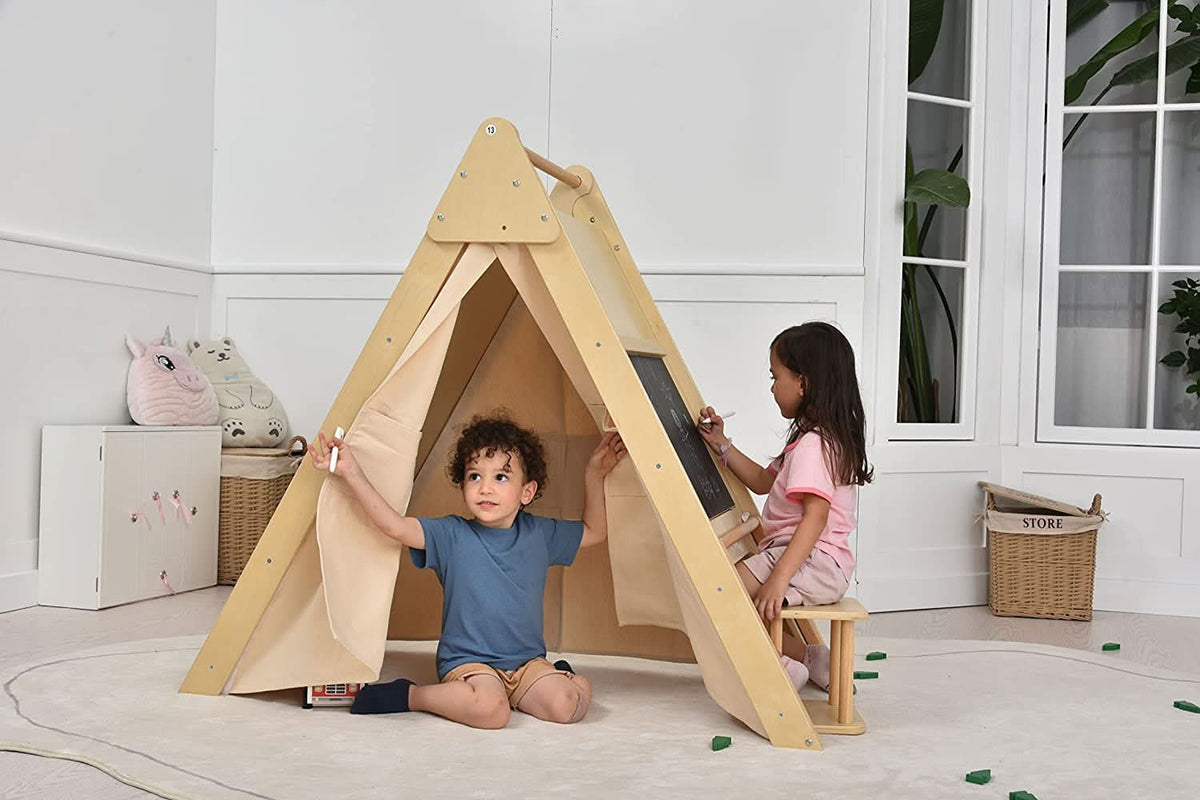 Three Little Tots Oak - Wood Learning Tent and Climber with Desk and Chair, additional product photo
