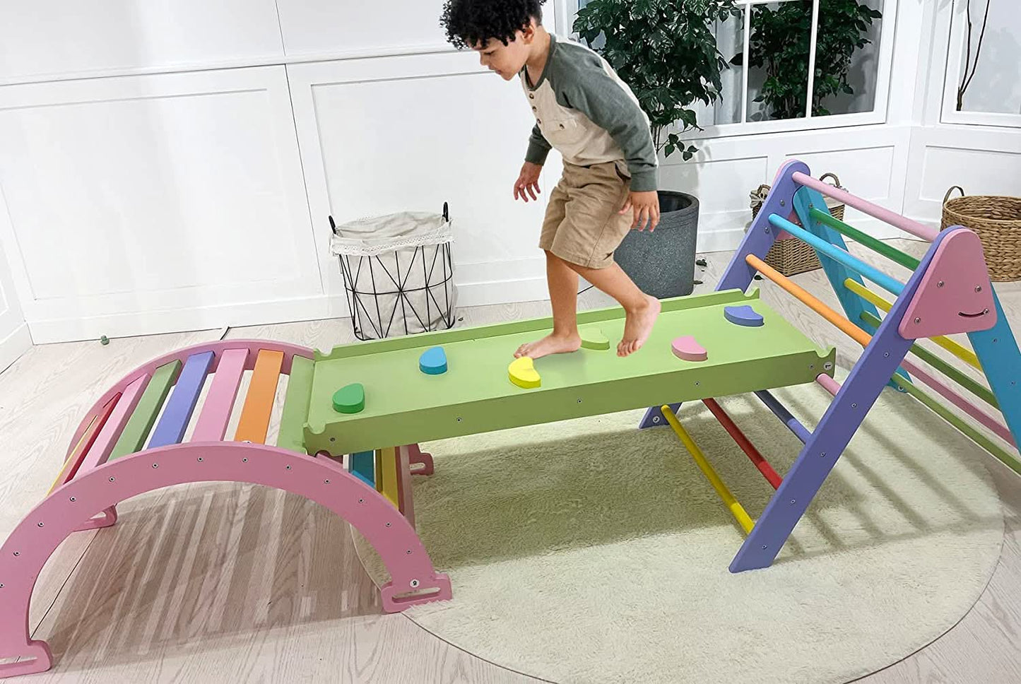 Three Little Tots Hazel Pikler Triangle Slide and Rocker Set, additional product photo