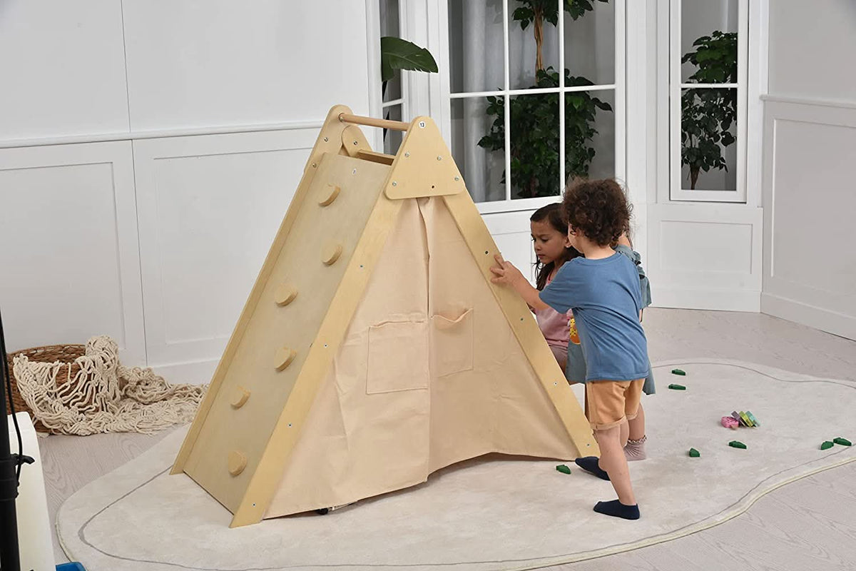 Three Little Tots Oak - Wood Learning Tent and Climber with Desk and Chair, additional view