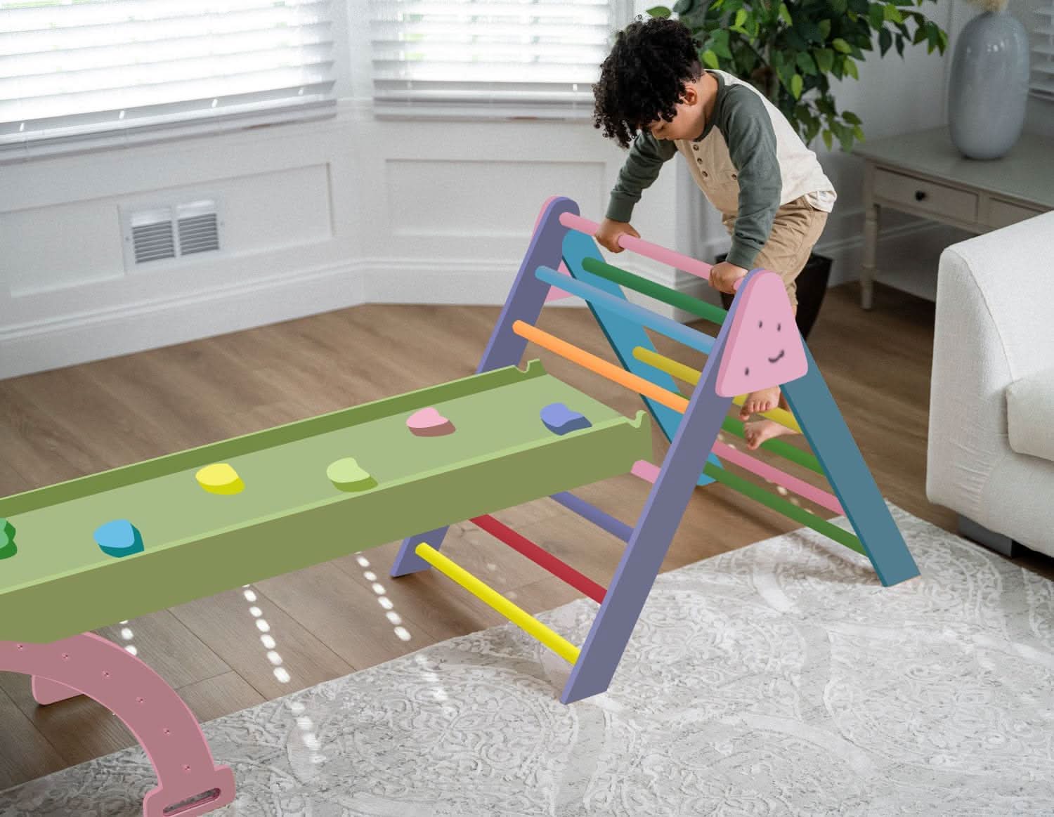 Three Little Tots Hazel Pikler Triangle Slide and Rocker Set, additional product photo