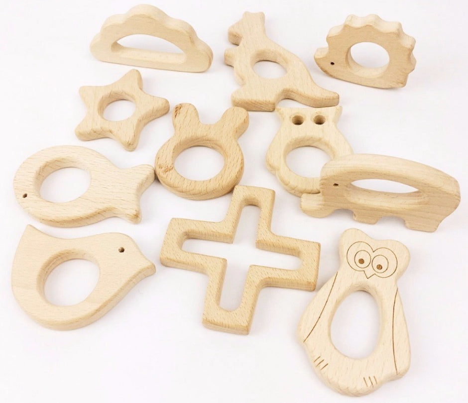 Three Little Tots Beech Wood Baby Teethers, in Style2