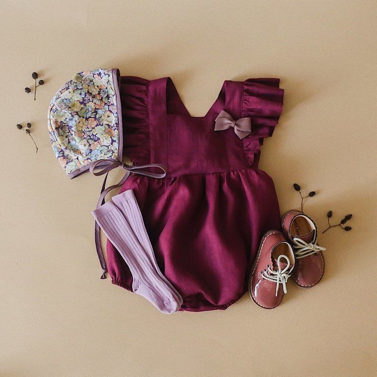 Three Little Tots Baby Cotton And Linen Summer Strap One Piece Suit, additional view