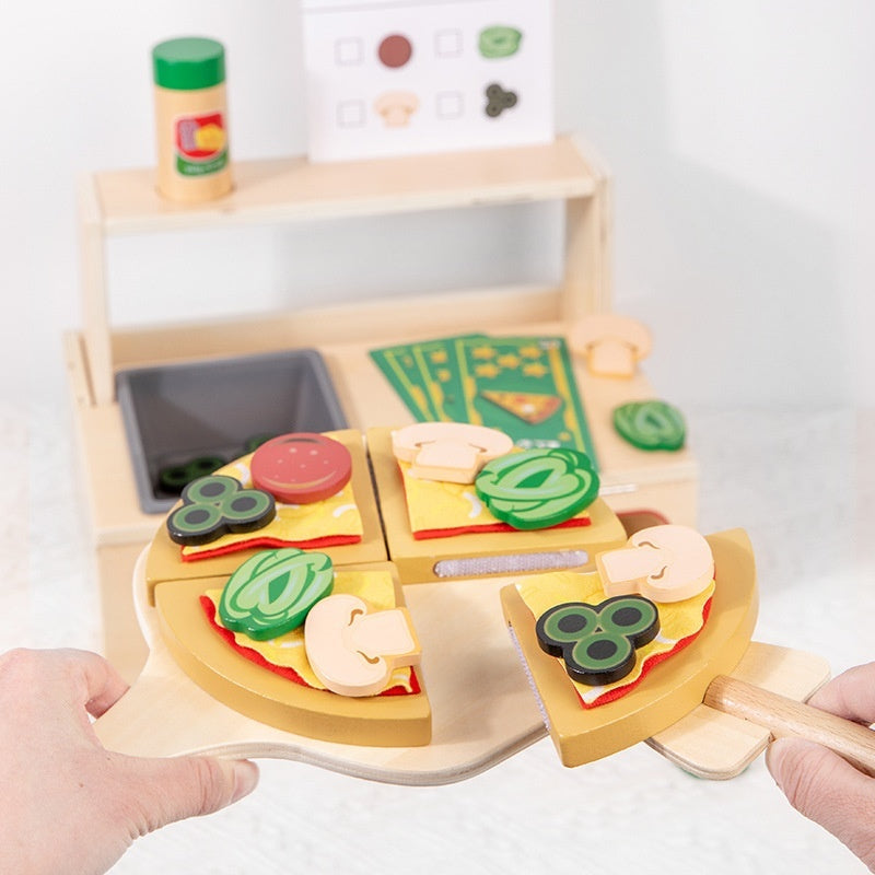 Three Little Tots Children's Early Education Educational Wooden Pizza Oven Kitchen Simulation Toy, additional product photo