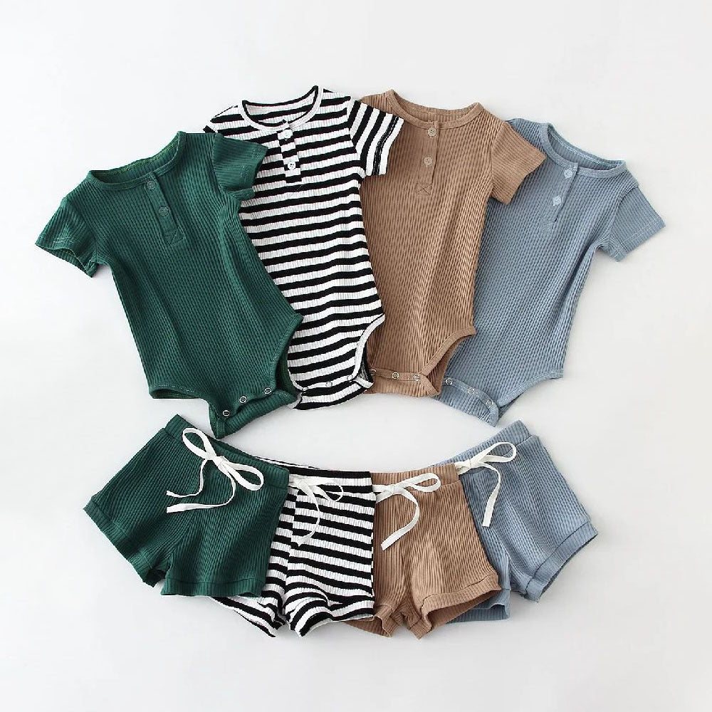 Neutral Onesie and Short Ribbed Set