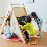 Three Little Tots Oak - Wood Learning Tent and Climber with Desk and Chair