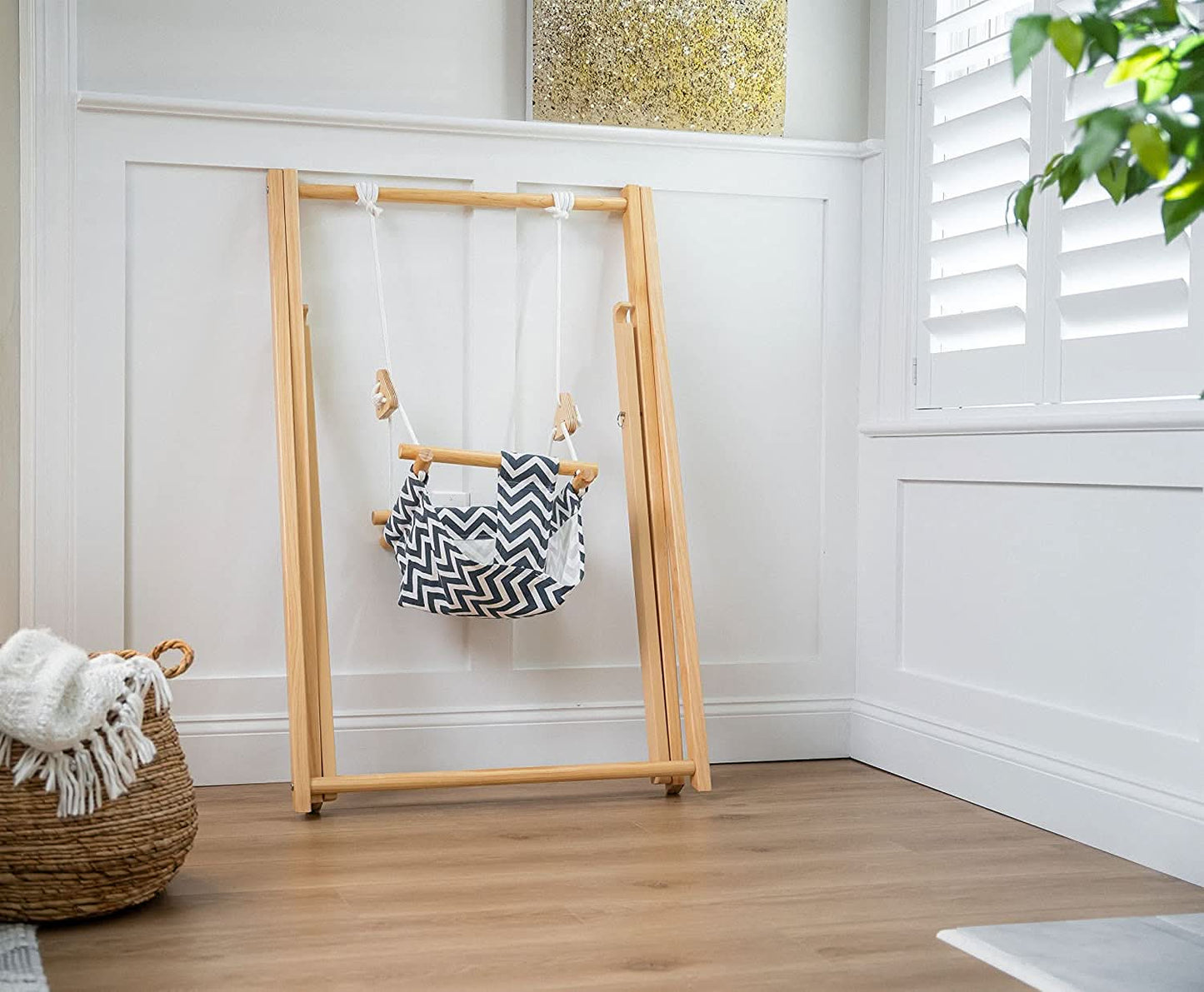 Three Little Tots Spruce Foldable Baby Swing - Blue Wave, another angle