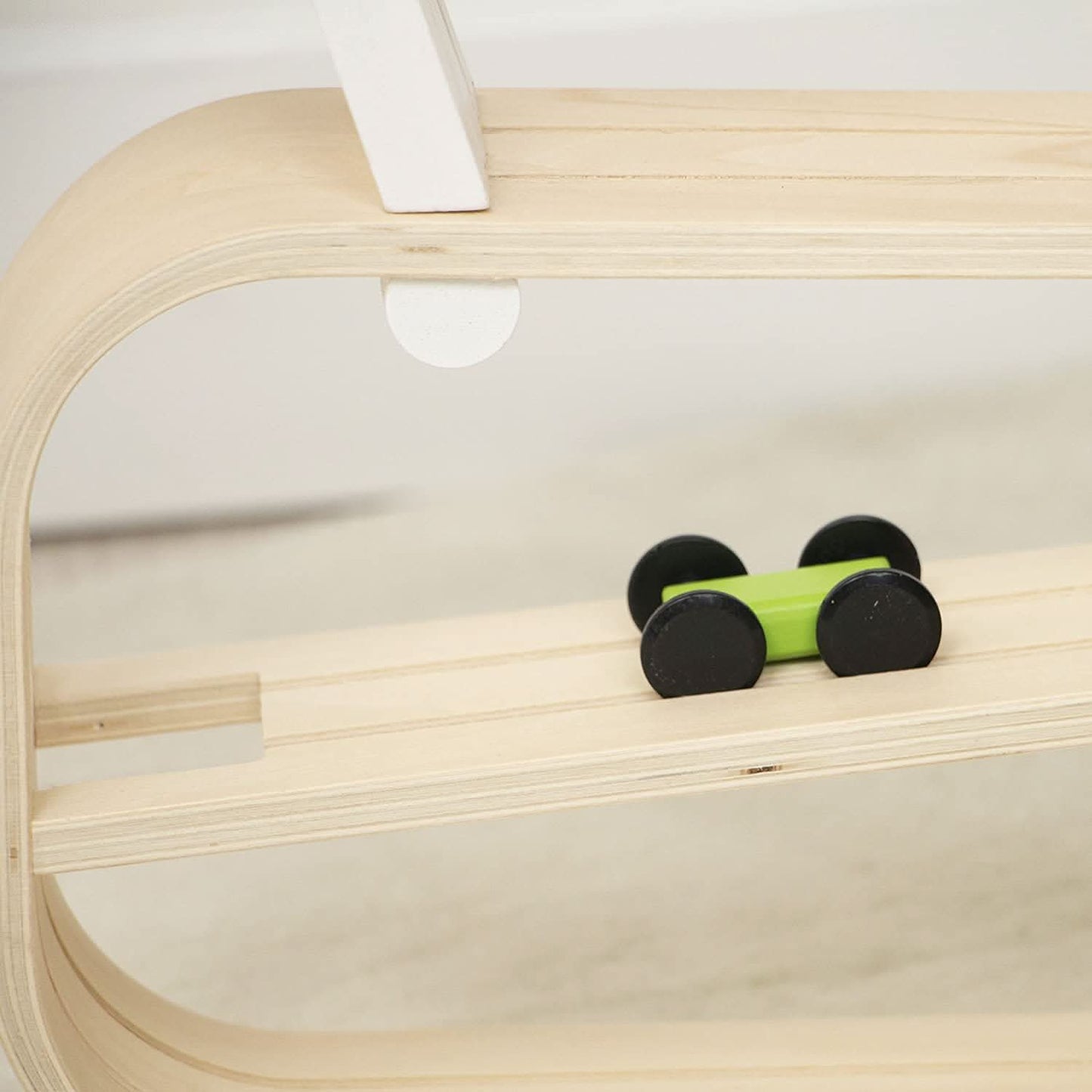 Three Little Tots Wooden Car Ramp Racer Montessori Rolling Track Toy for Toddlers, alternate angle