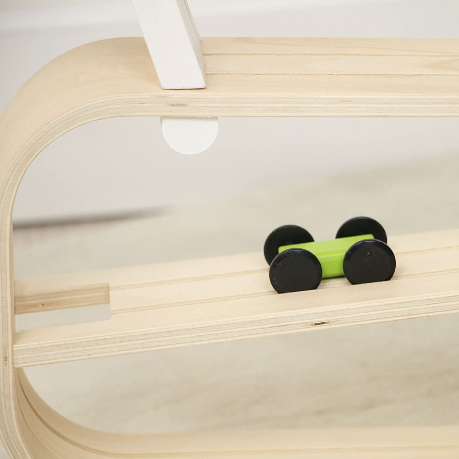 Three Little Tots Wooden Car Ramp Racer Montessori Rolling Track Toy for Toddlers, alternate angle