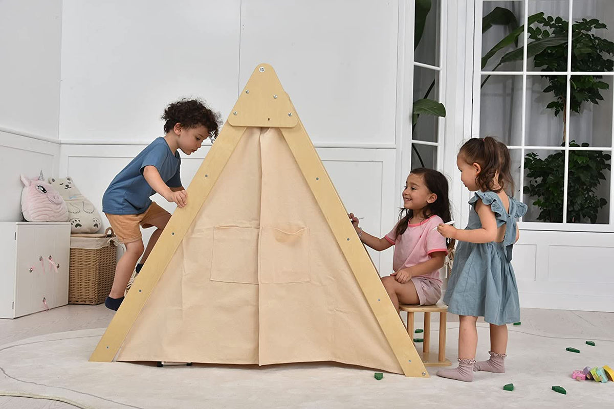 Three Little Tots Oak - Wood Learning Tent and Climber with Desk and Chair, extra product detail