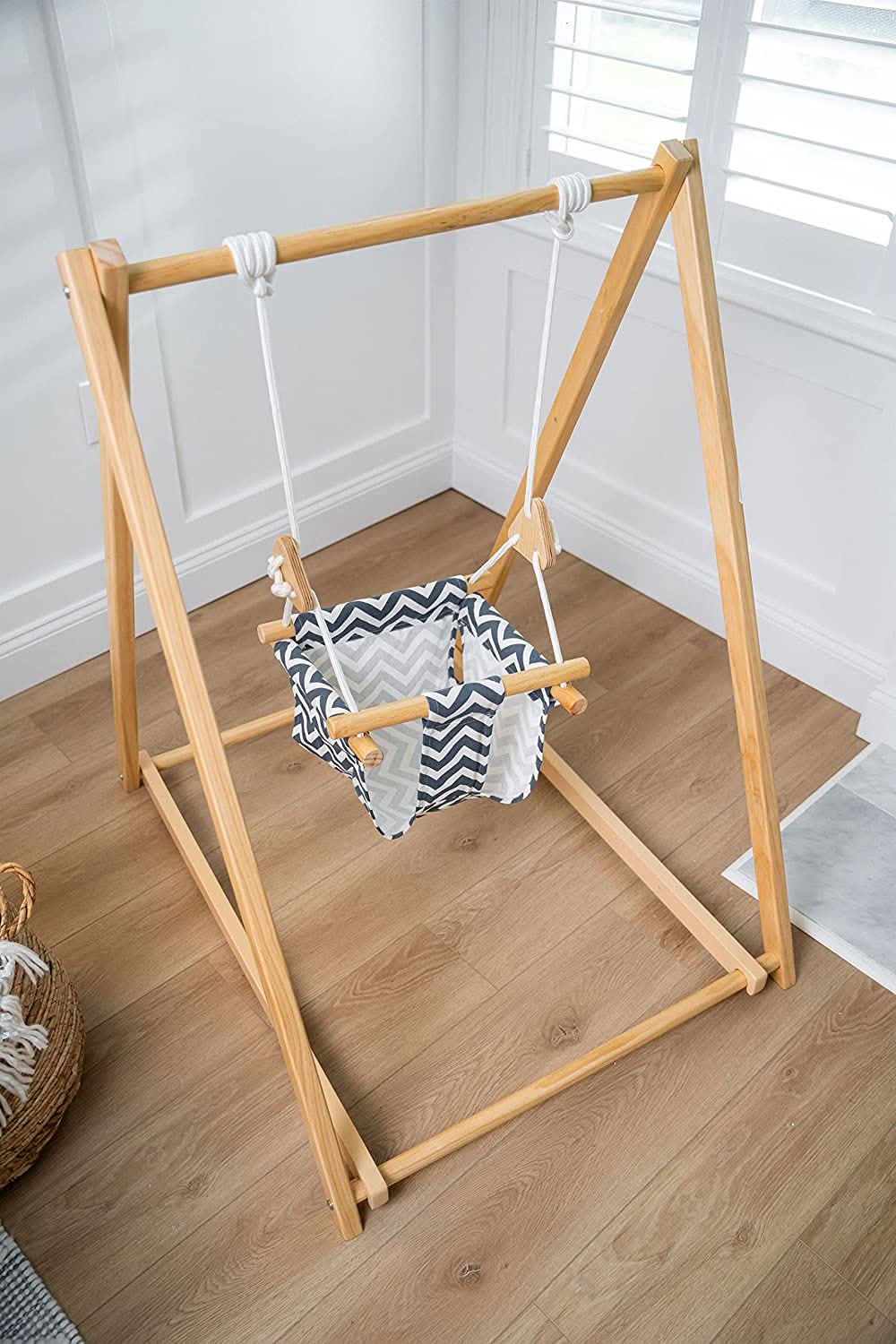 Three Little Tots Spruce Foldable Baby Swing - Blue Wave, third additional photo