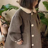Three Little Tots Doll Collar Mid-length Girls' Woolen Winter Winter New Coat, alternate angle