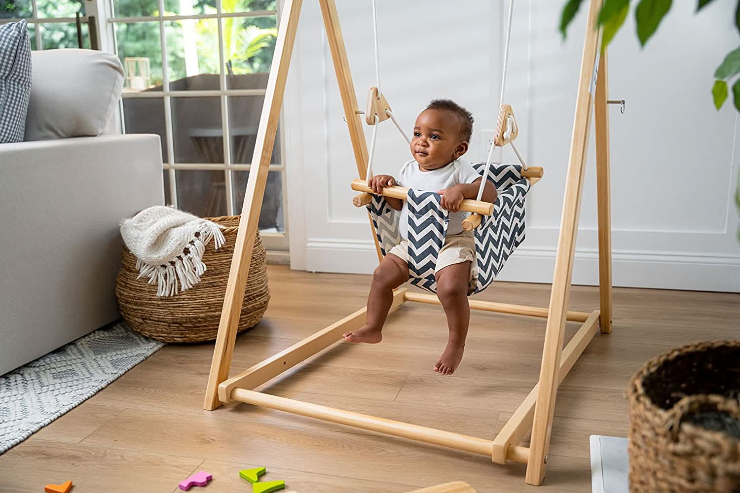 Three Little Tots Spruce Foldable Baby Swing - Blue Wave, fourth additional photo