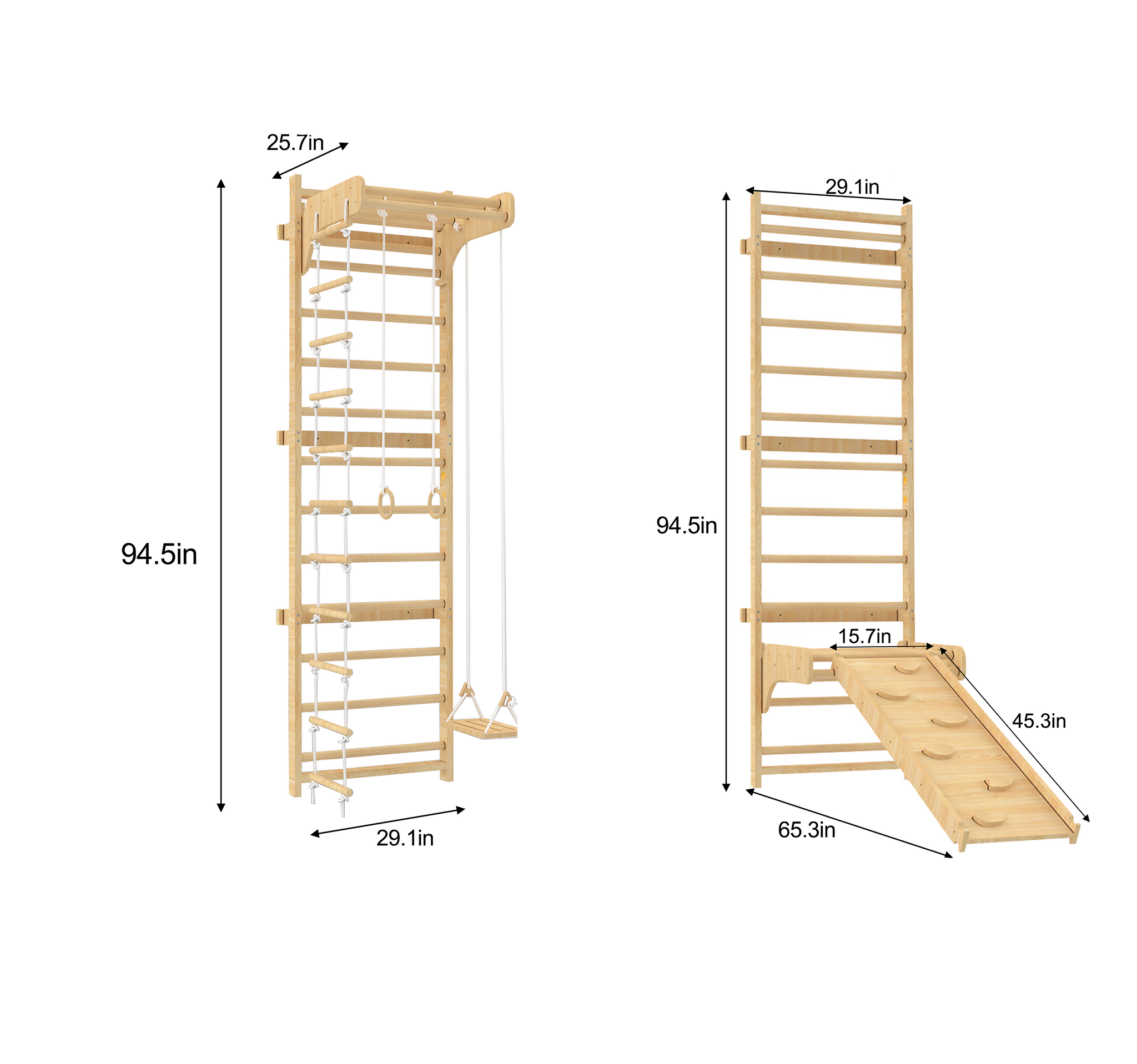 Three Little Tots Betula Swedish Wall Ladder - 95 Height, supplementary photo
