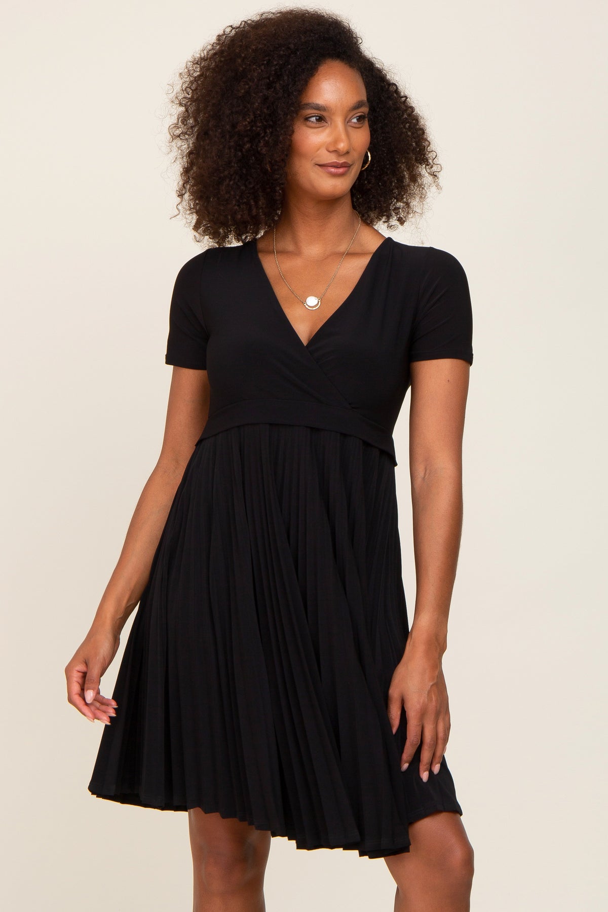 Three Little Tots Black Pleated Maternity Nursing Dress, supplementary photo