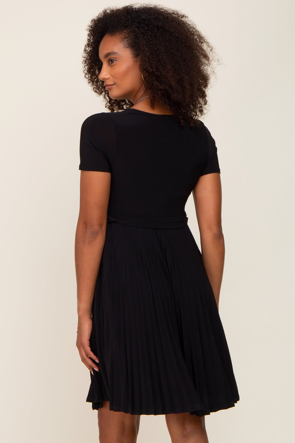 Three Little Tots Black Pleated Nursing Dress, alternate angle