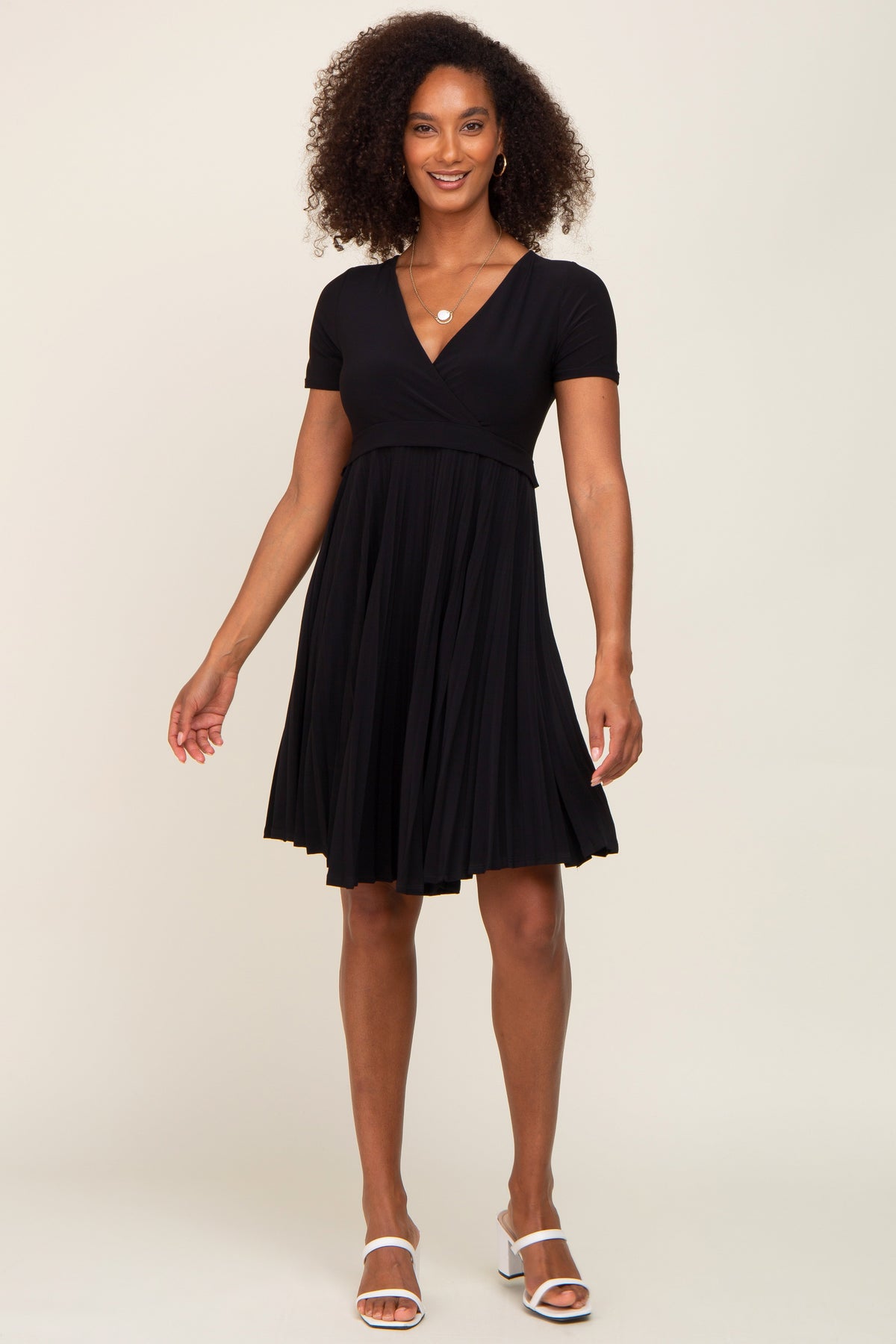 Three Little Tots Black Pleated Nursing Dress, additional view