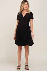 Three Little Tots Black Pleated Maternity Nursing Dress, additional view