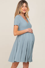 Three Little Tots Mint Pleated Maternity Nursing Dress, additional product photo