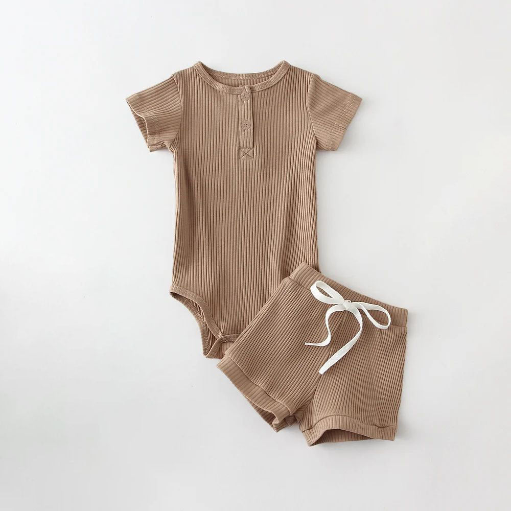 Neutral Onesie and Short Ribbed Set