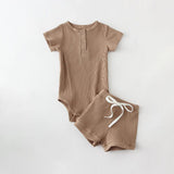 Neutral Onesie and Short Ribbed Set