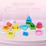 Three Little Tots Geometric Shape Five Sets Of Column Building Blocks Early Education Intellectual Development Toys
