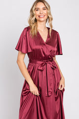 Three Little Tots Burgundy Satin Wrap Nursing Dress, additional view