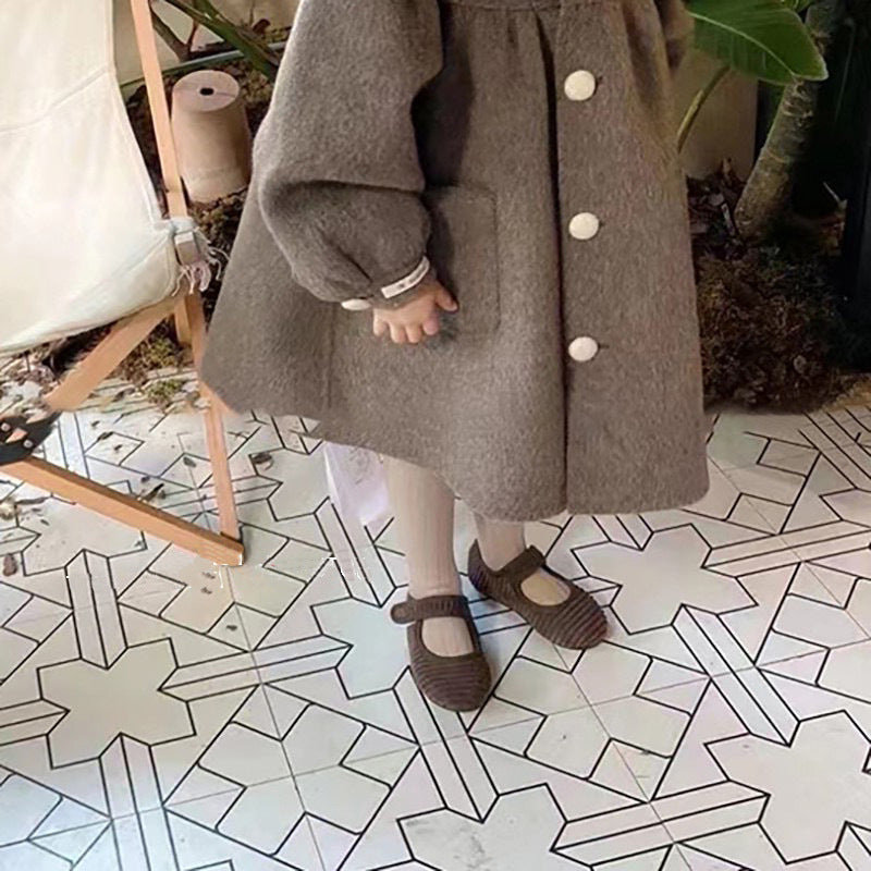 Three Little Tots Doll Collar Mid-length Girls' Woolen Winter Winter New Coat, third additional photo