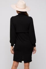 Three Little Tots Black Rib Knit Mock Neck Mock Neck Nursing Dress, alternate angle