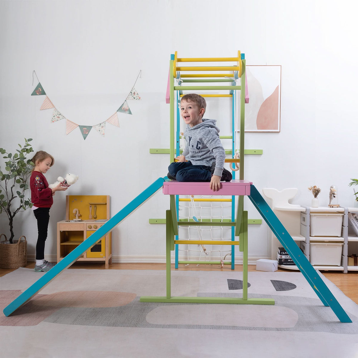 Three Little Tots Grove Foldable Jungle Gym - Wall Mounted - Rainbow, supplementary photo