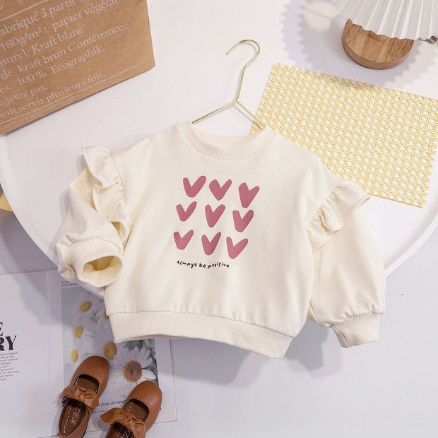 Cute And Casual Pullover Hooded Shirt For Children - Children's Heart-shaped Collar Sweatshirt