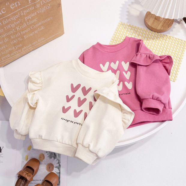 Cute And Casual Pullover Hooded Shirt For Children - Children's Heart-shaped Collar Sweatshirt
