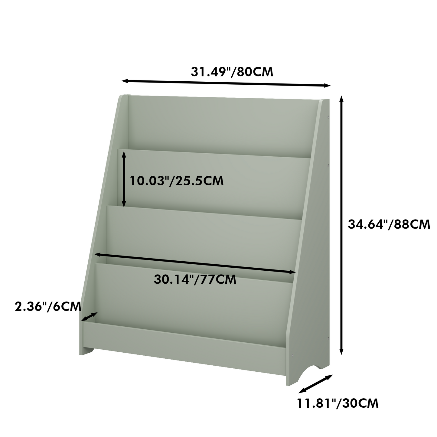 MOONRIVER 4-Tier Kids Bookshelf, Toddler Book Display Shelves, Sage (Open Box)