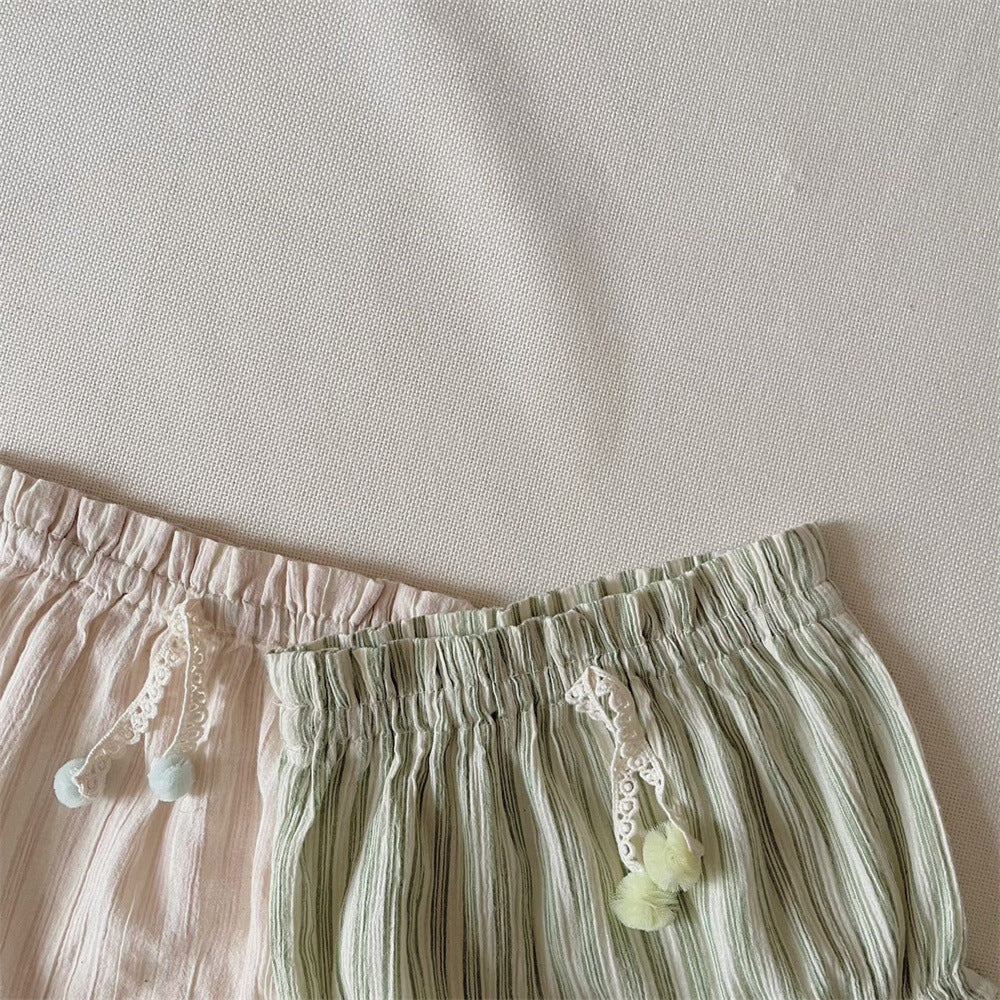 Striped Summer Lace Tank Top and Bloomer Set