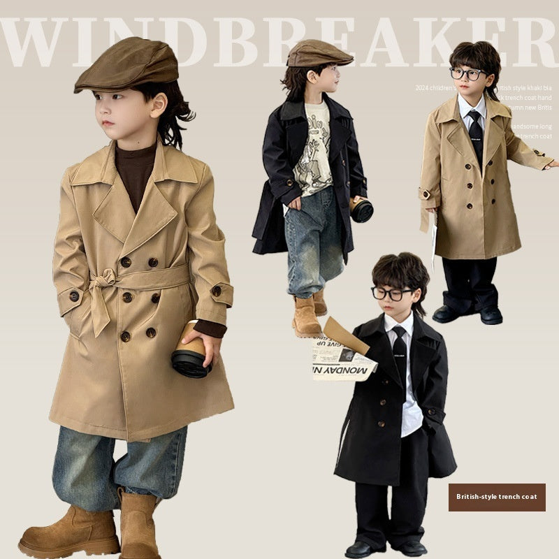 Three Little Tots Children's Long British Coat Trendy Cool