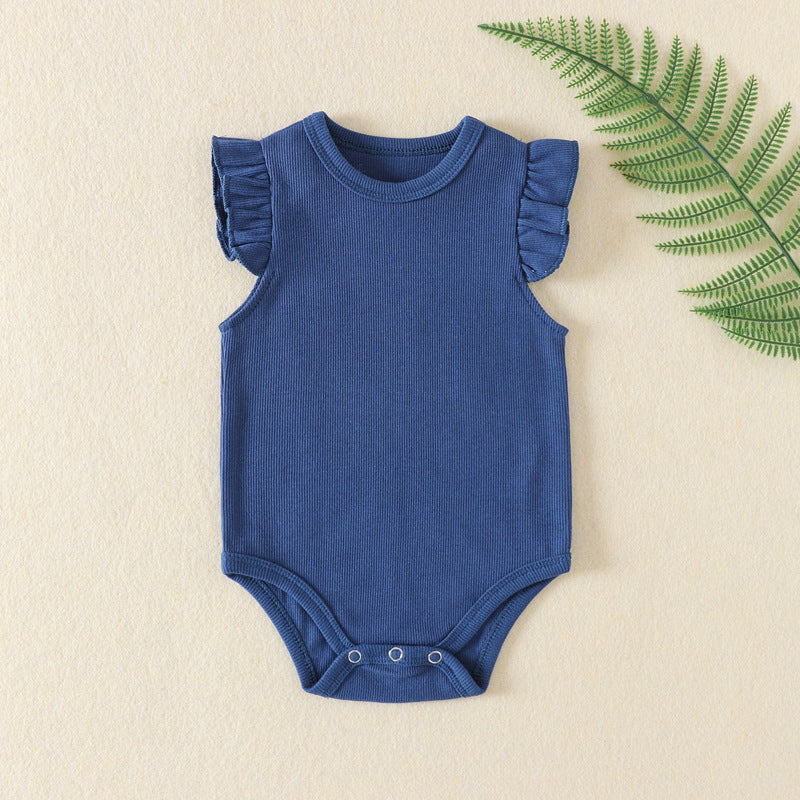 Three Little Tots Newborn Clothes Baby Girl Onesie Jumpsuit Romper, in Sea Blue