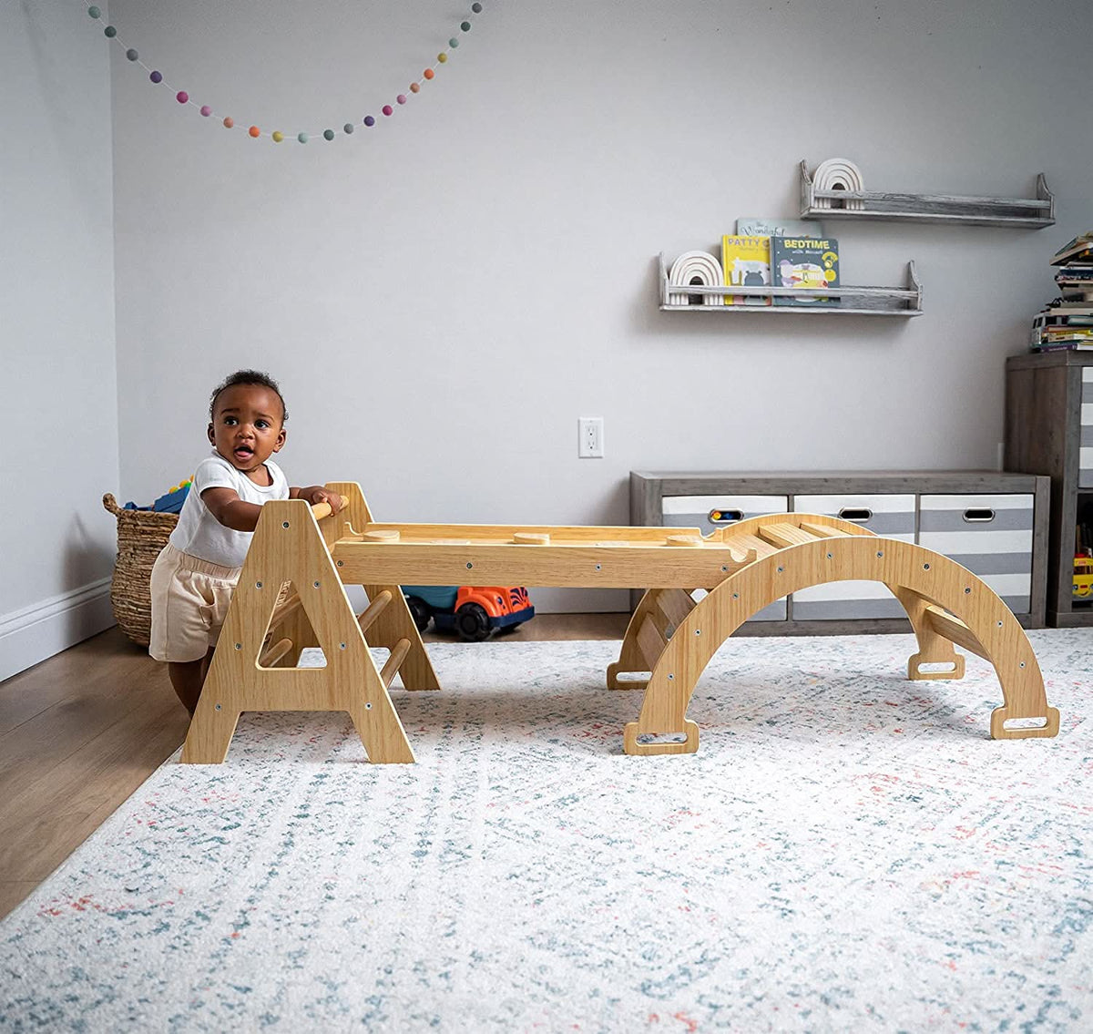 Three Little Tots Maple Beginner Pikler Triangle and Rocker, additional product photo