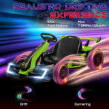 Aosom 24V 7.5 MPH Electric Go Kart with Adjustable Seat, Slow Start, Green