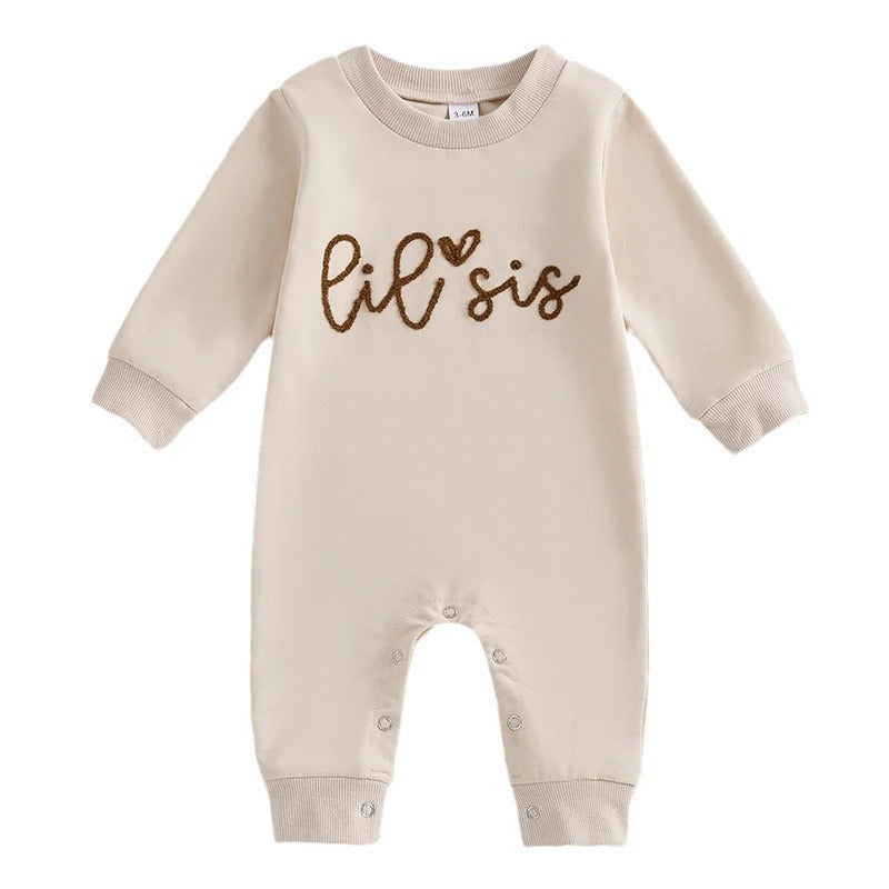 Three Little Tots Baby Jumpsuit Baby Girl Simple Onesie, in Apricot