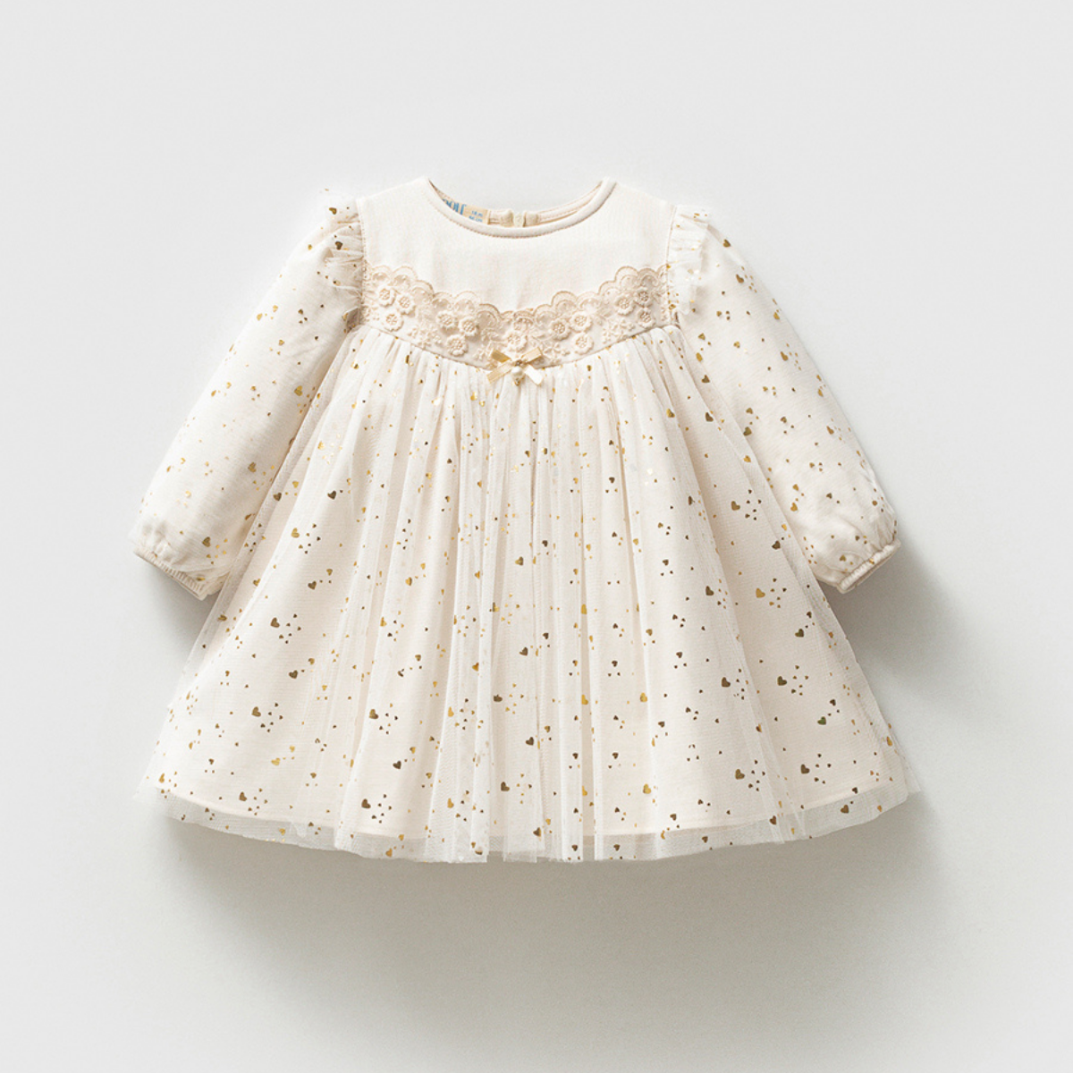Three Little Tots Elodie Dress Ivory and Gold Dress, additional product photo