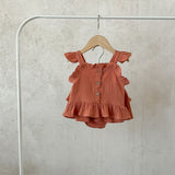 Girls Ruffle Summer Top and Bloomers Set