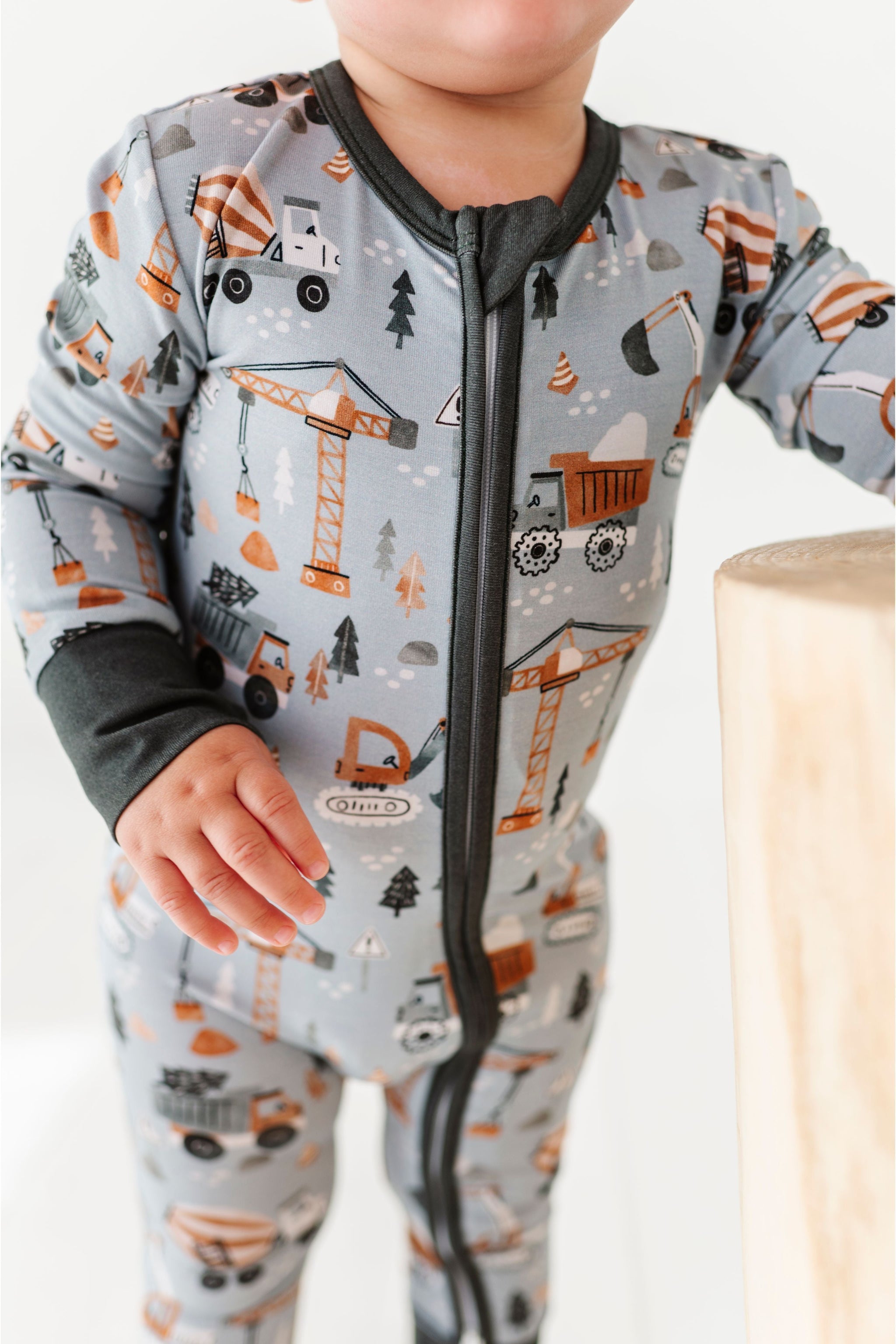 Three Little Tots Bamboo One Piece Zip Pajama - Mason, another angle