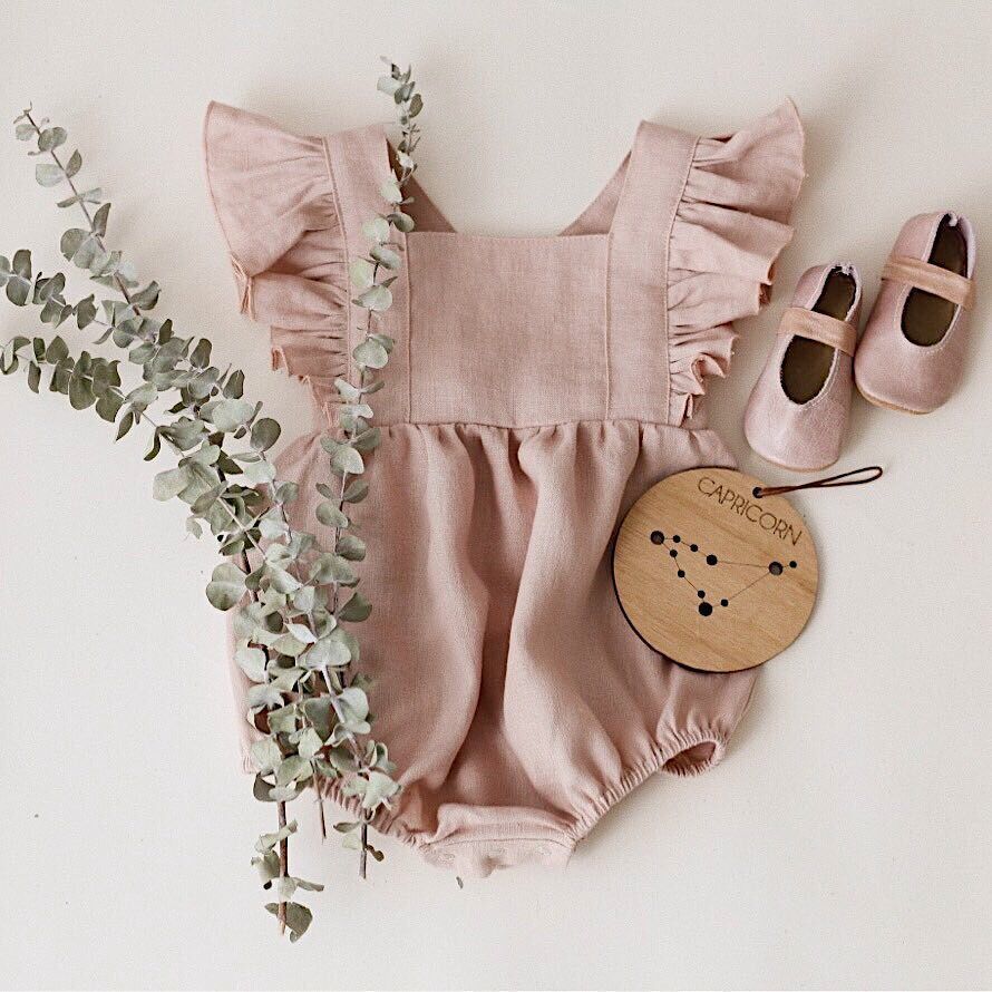 Three Little Tots Baby Cotton And Linen Summer Strap One Piece Suit, extra product detail