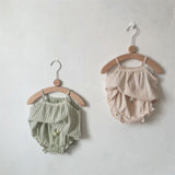 Striped Summer Lace Tank Top and Bloomer Set