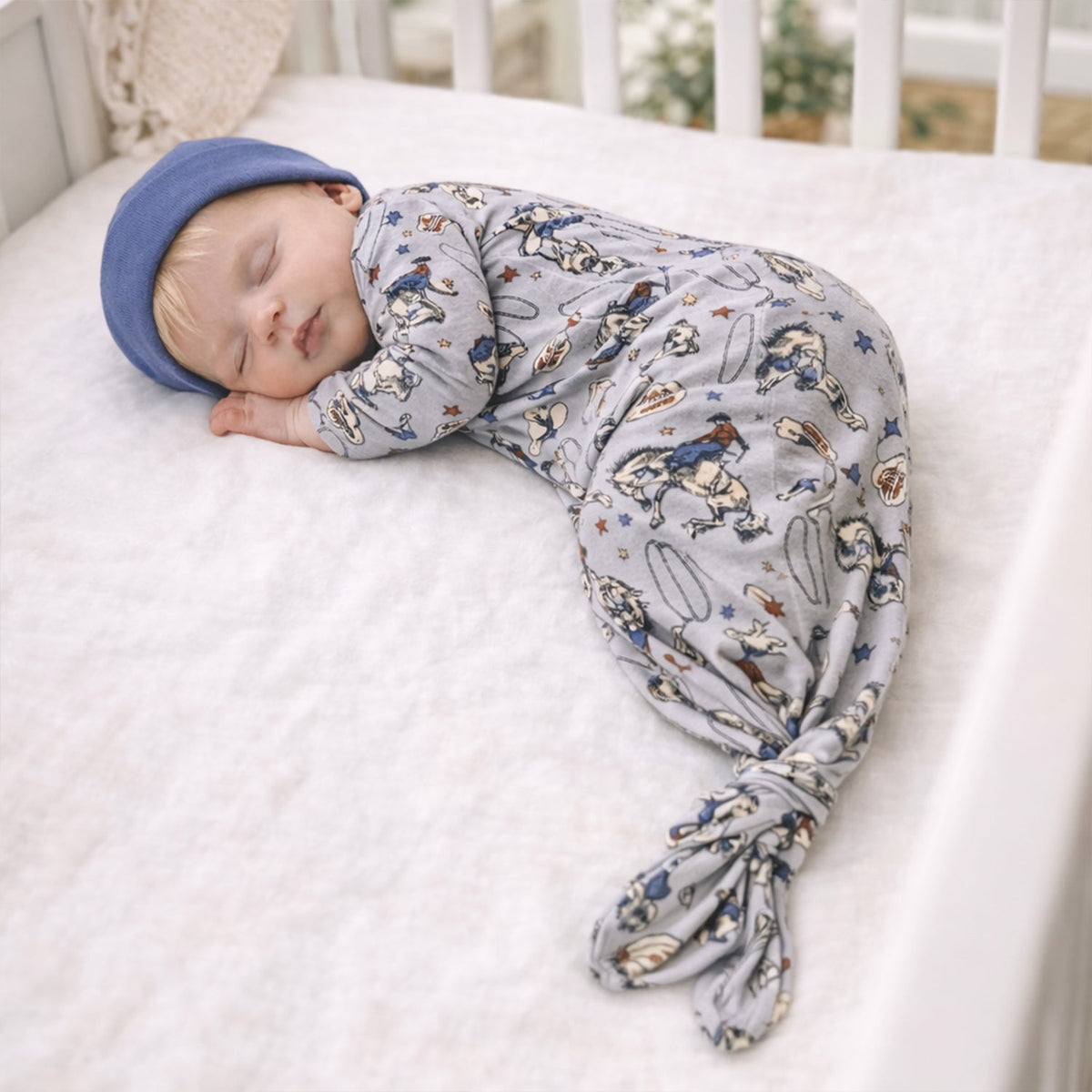 Western Cowboy Rodeo Baby Gown - Bamboo Newborn Layette – Three Little Tots