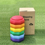 Three Little Tots Rainbow River Crossing Stone Children's Balance Training Puzzle Toy, in Octagonal Rainbow Color Suit